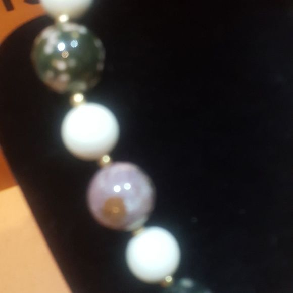 SOLD!! KENNETH LANE Polished Stone Necklace - 16" - Picture 2 of 4